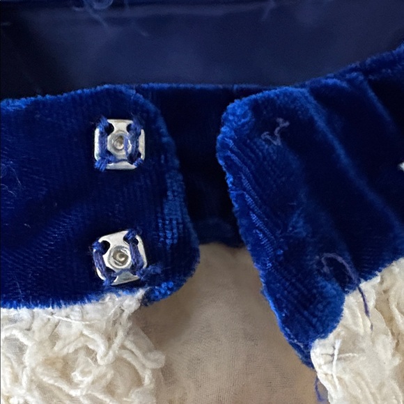 Vintage Renaissance Faire Blue Velvet Ivory Lace Medieval Dress Costume XS - Picture 10 of 12